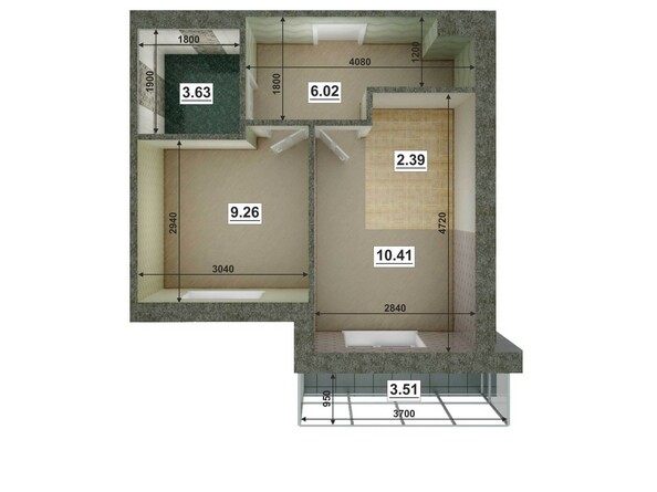 Планировка двухкомнатной квартиры 32,59 кв.м