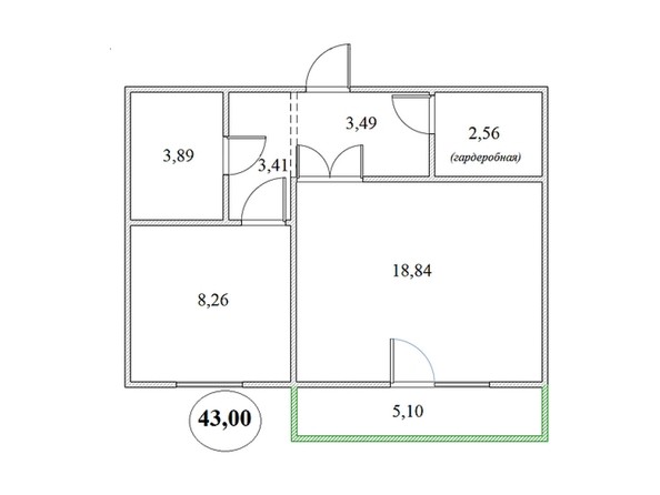 Планировка 1-комнатной квартиры 43 кв.м
