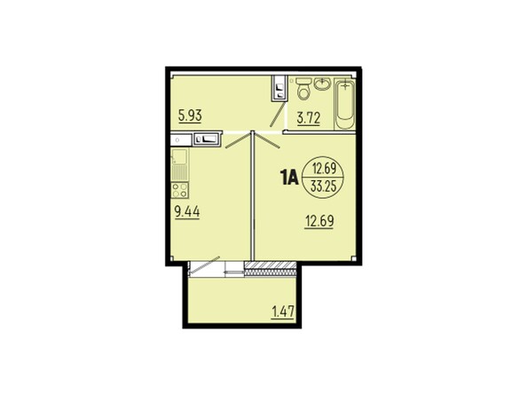Планировка однокомнатной квартиры 33,25 кв.м