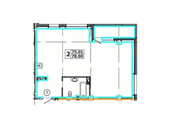 Планировка 2-комнатной квартиры 78,00 кв. м
