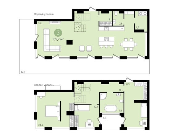Планировка 3-комнатной квартиры 206,9 кв.м