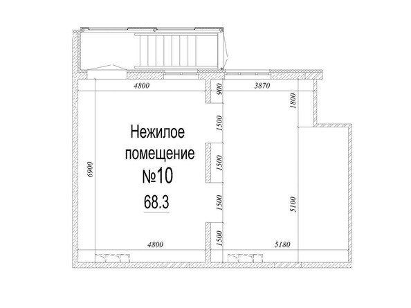 Планировка нежилого помещения 68.3 кв.м