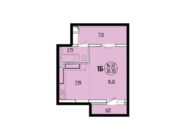 Планировка однокомнатной квартиры 36,30 кв.м