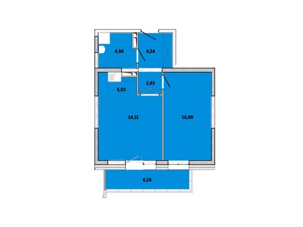 Планировка двухкомнатной квартиры 52,84 кв.м