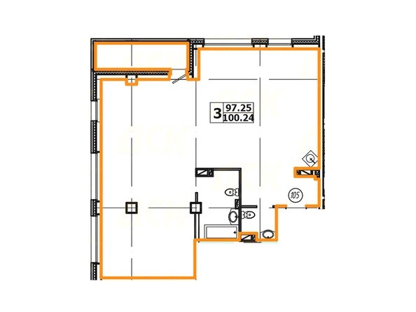 Планировка 3-комнатной квартиры 100,24 кв. м