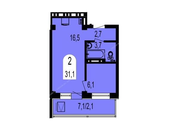 Планировка двухкомнатной квартиры 31,1 кв.м