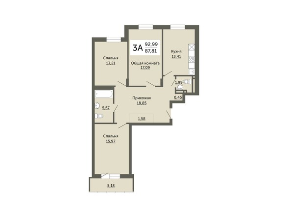 Планировка трехкомнатной квартиры 87,81 кв.м