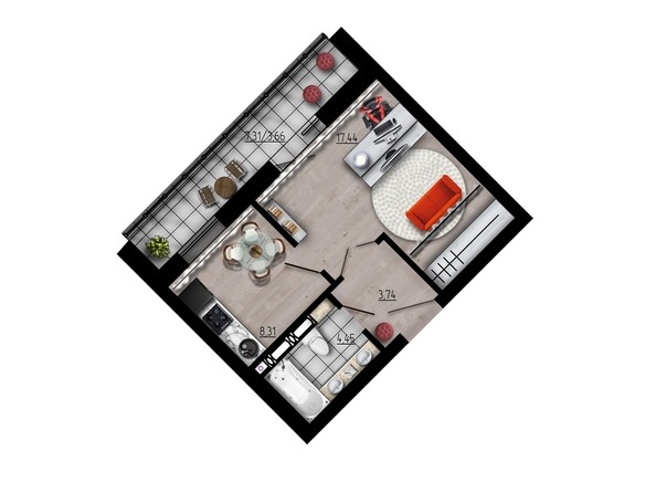 Планировка однокомнатной квартиры 37,6 кв.м