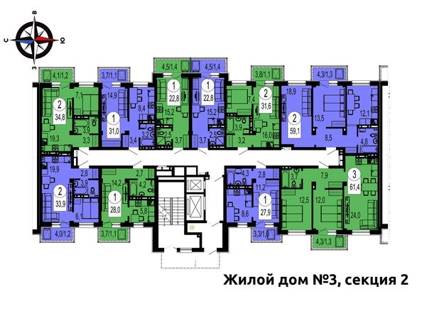 Секция 2. Типовая планировка этажа.