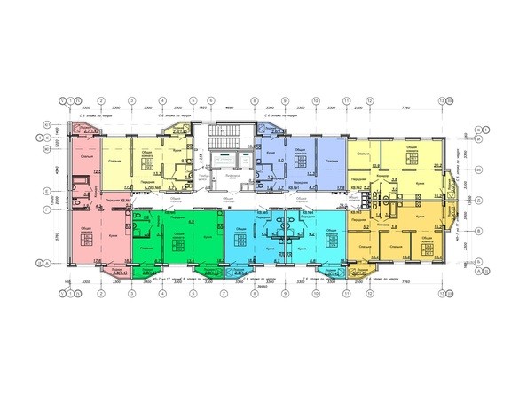 Блок-секция 1. Планировка 9-17 этажей