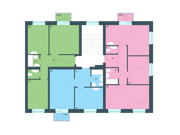 План 2-5 этажи 3 подъезд этажа