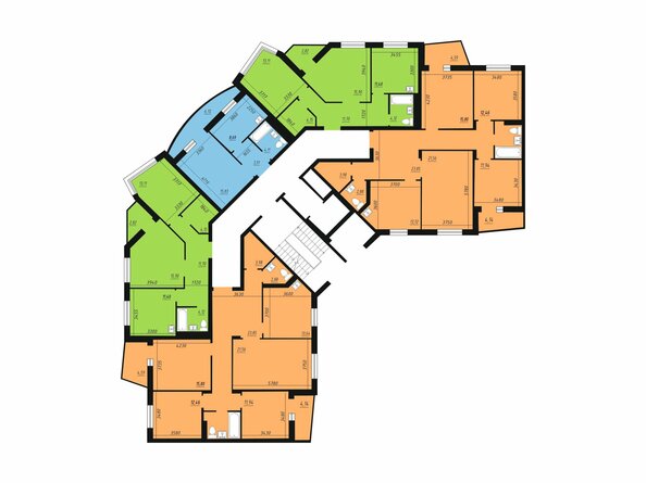 Блок-секция 8. Планировка 2, 3, 4, 6 этажей