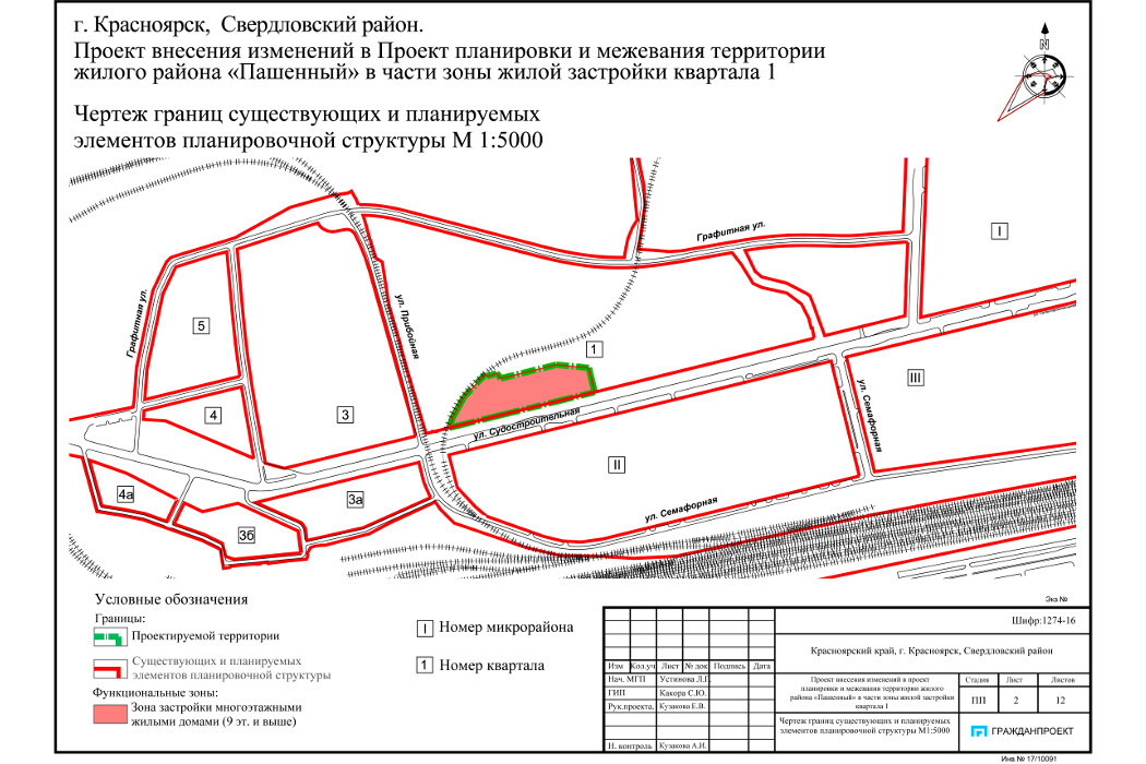 Чертеж границ существующих и планируемых элементов планировочной структуры