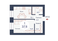 SCANDIS (Скандис), 8: Планировка однокомнатной квартиры 37,8 кв.м