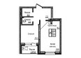 Олимп, дом 2: Планировка двухкомнатной квартиры 43,1 кв.м
