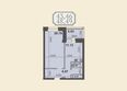 Клубный дом на Звездинской: Планировка однокомнатной квартиры 48,49 кв.м