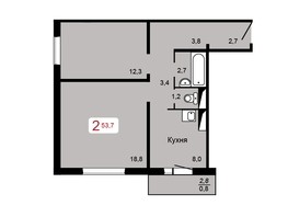 Продается 2-комнатная квартира ЖК КБС. Берег, дом 4 строение 1, 53.7  м², 6850000 рублей