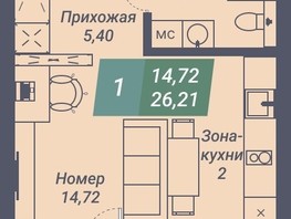 Продается Студия АК Voroshilov (Ворошилов), 26.21  м², 3407300 рублей