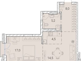 Продается 1-комнатная квартира ЖК Тайм Сквер, 49.2  м², 9397200 рублей