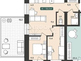 Продается 2-комнатная квартира ЖК Альпийский квартал, 53.3  м², 4820000 рублей