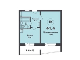 Продается 1-комнатная квартира ЖК АТОМ, 41.4  м², 4160000 рублей