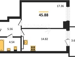 Продается 1-комнатная квартира ЖК Расцветай на Зорге, дом 1 , 45.88  м², 4400000 рублей