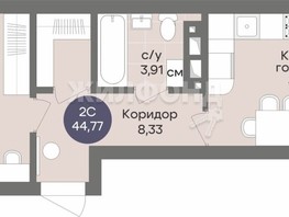 Продается 2-комнатная квартира ЖК Квартал на Российской, 44.77  м², 8050000 рублей