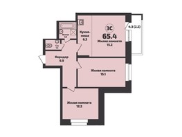 Продается 3-комнатная квартира ЖК Приозерный, дом 710 серия Life, 65.4  м², 6960000 рублей