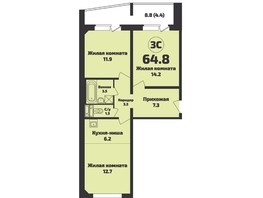 Продается 3-комнатная квартира ЖК Приозерный, дом 712 серия Life, 64.8  м², 6220000 рублей