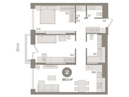 Продается 2-комнатная квартира ЖК Авиатор, дом 2, 79.95  м², 10890000 рублей