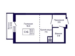 Продается Студия ЖК Новые Матрешки, дом 2 б/с 1,2, 32.5  м², 3266250 рублей