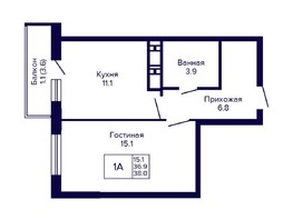 Продается 1-комнатная квартира ЖК Новые Матрешки, дом 2 б/с 1,2, 38  м², 4047000 рублей