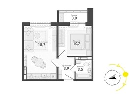 Продается 2-комнатная квартира ЖК Околица, дом 11, 36.8  м², 4910000 рублей