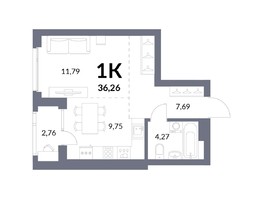 Продается 1-комнатная квартира ЖК Горская Лагуна, корпус 2, 34.88  м², 8100000 рублей