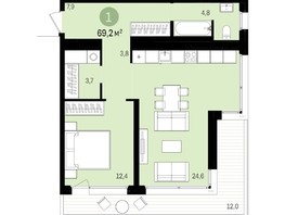 Продается 1-комнатная квартира ЖК Авиатор, дом 1-2, 69.04  м², 10250000 рублей