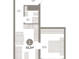 Продается 1-комнатная квартира ЖК Европейский берег, дом 48, 43.29  м², 6650000 рублей