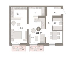 Продается 1-комнатная квартира ЖК Европейский берег, дом 44, 69.2  м², 9320000 рублей