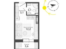 Продается 1-комнатная квартира ЖК Околица, дом 12, 18.4  м², 3110000 рублей