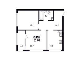Продается 2-комнатная квартира ЖК Королёв, дом 1, 55.6  м², 6672000 рублей