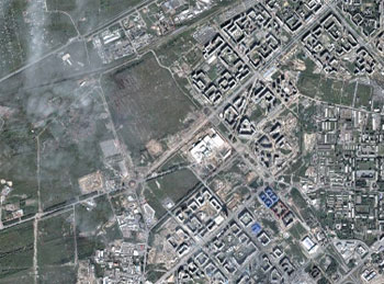 Вид микрорайона Взлетка со спутника, сентябрь 2007 г.