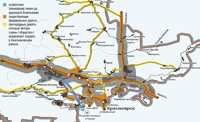 Транспортная схема Емельяновского района